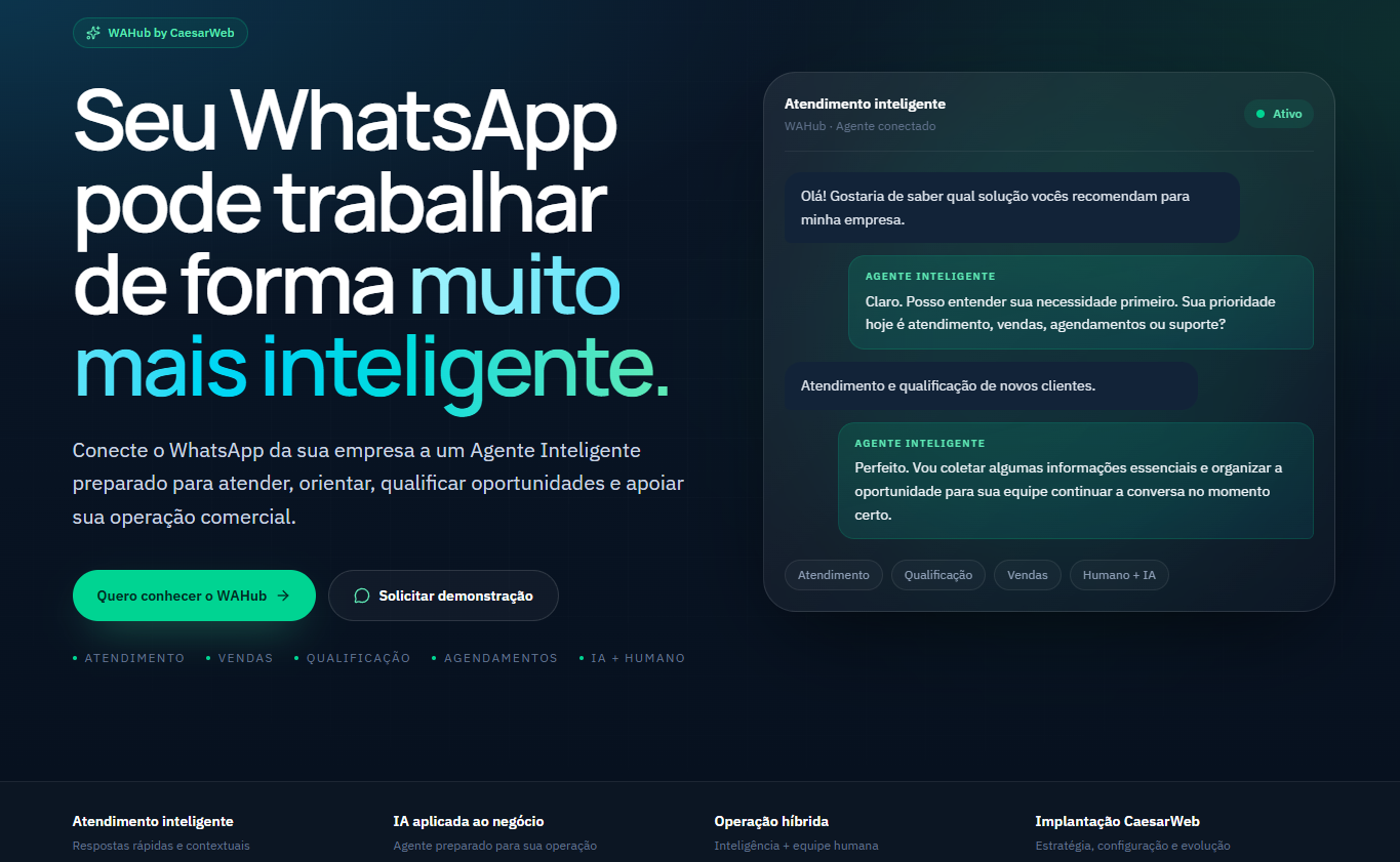 Identidade visual do aplicativo WAHub by CaesarWeb